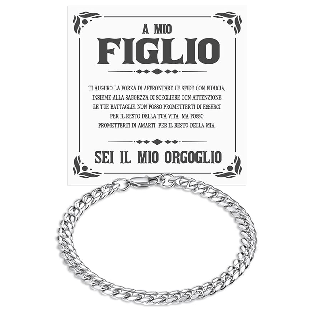 Bracciale Cubano A mio Figlio - Sei il mio Orgoglio.
