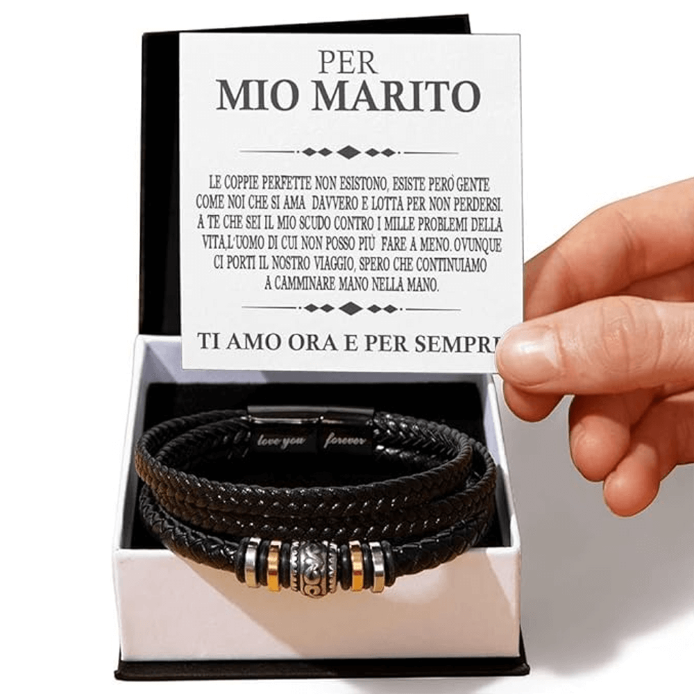 Bracciale Pelle Intrecciata Per mio Marito - Ti Amo ora e per Sempre.