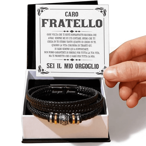 Bracciale Pelle Intrecciata A mio Fratello- Sei il mio Orgoglio.