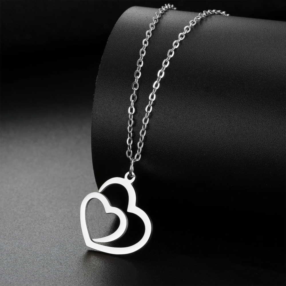 Collana Due Cuori Uniti in Argento Sterling 925 - A mia figlia