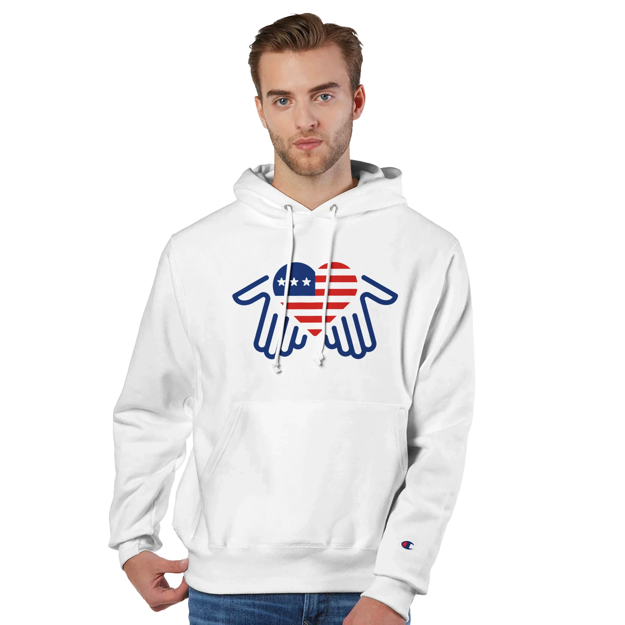 Felpa con cappuccio pullover unisex in poliestere riciclato | Champion S1051 Bianco