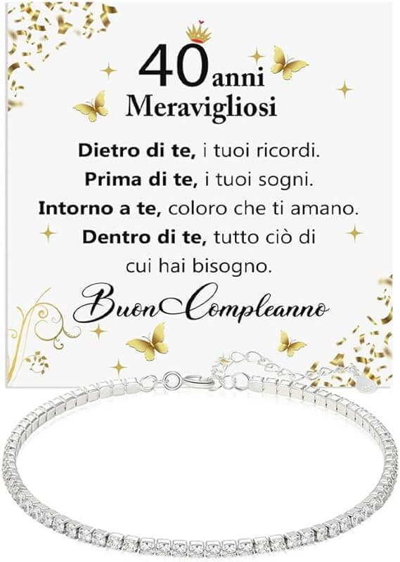 Bracciale Tennis in Argento Sterling 925 Compleanno - 40 anni.