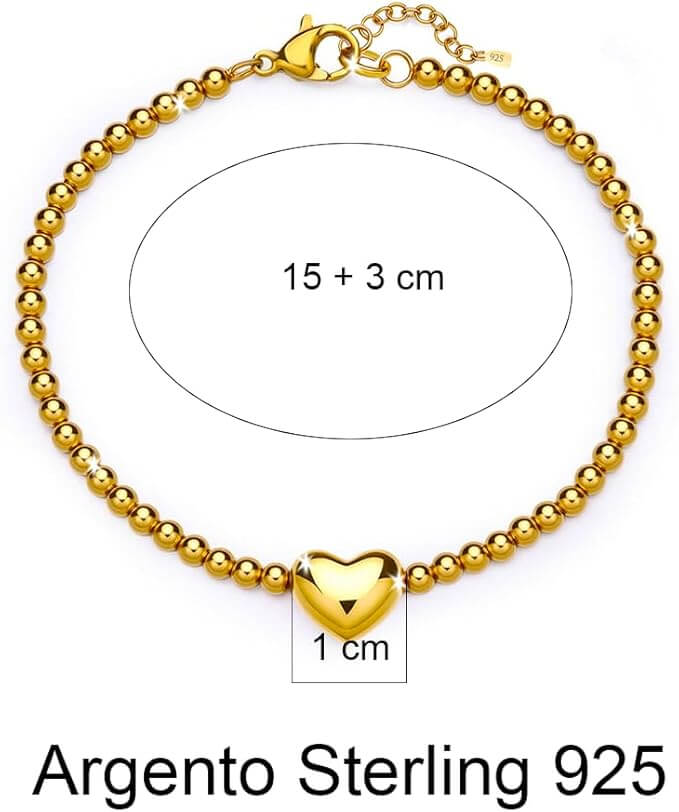 Bracciale Donna in Argento Sterling 925 - Con catena di cuori