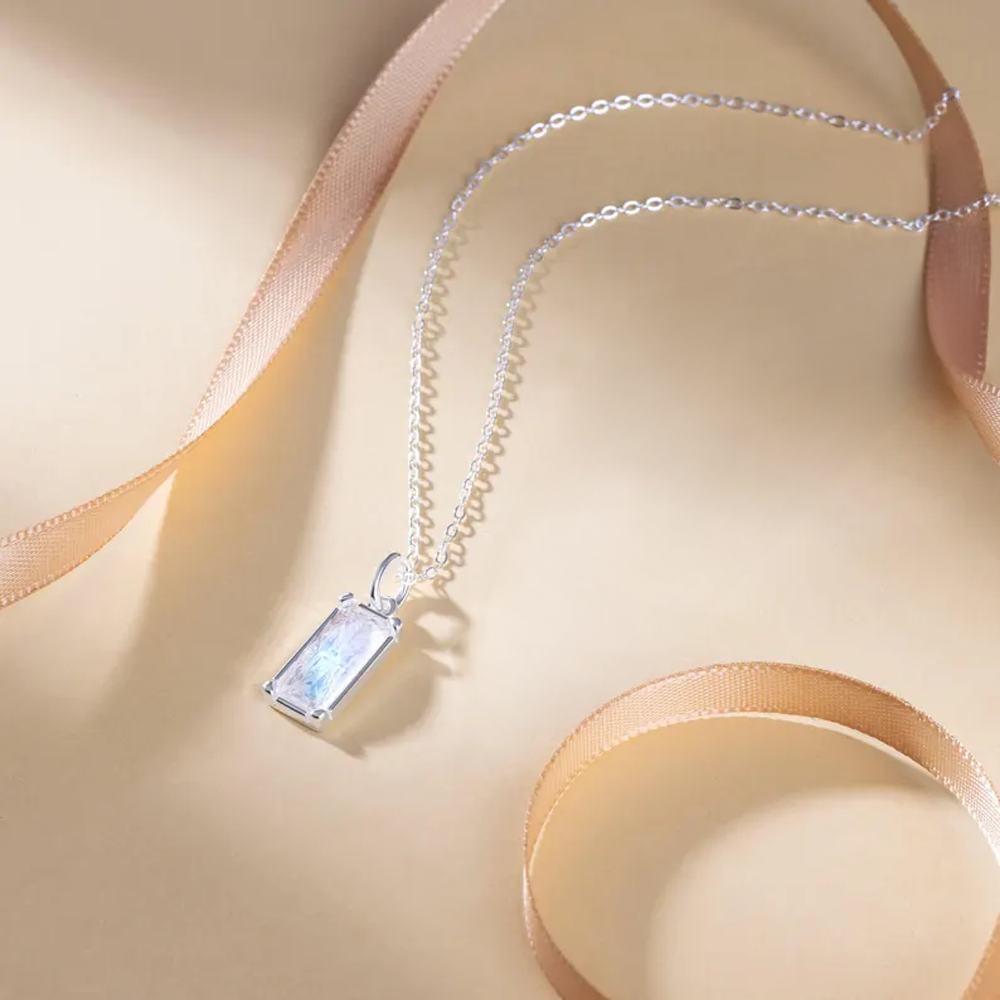 Collana Pietra di Luna Rettangolare in Argento Sterling 925 - Alla mia collega