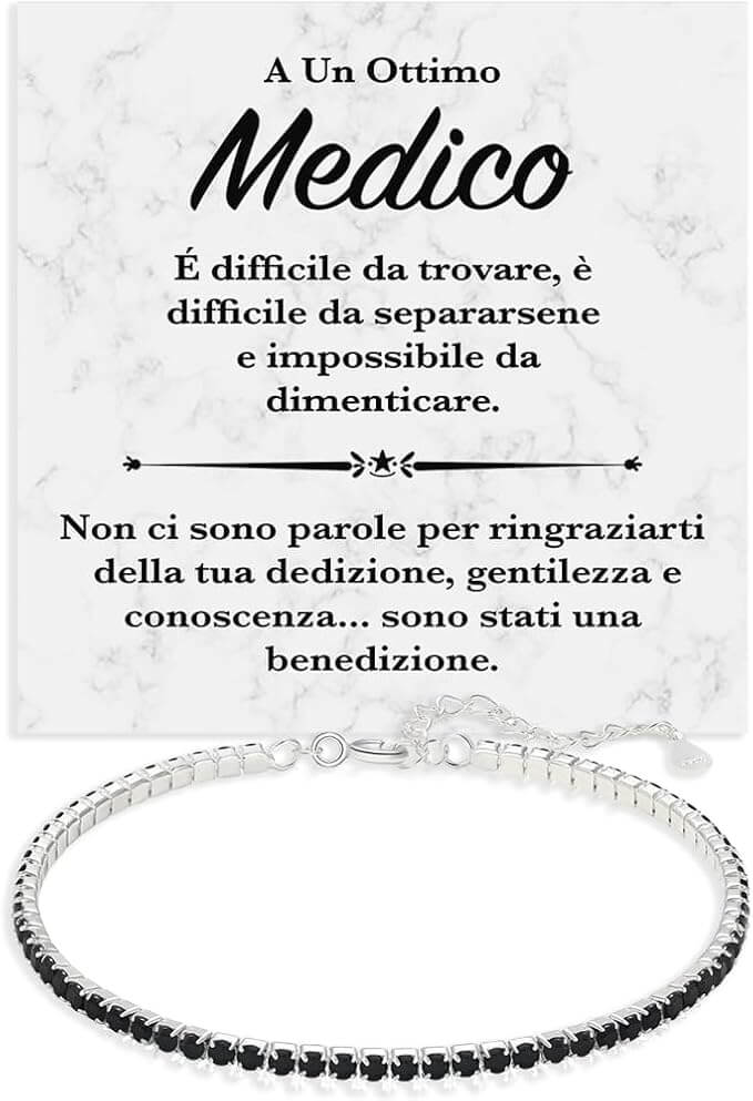 Bracciale Tennis Nero in Argento Sterling 925 - Medico