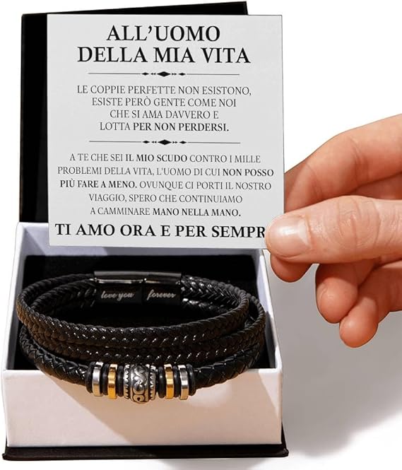 Bracciale Pelle Intrecciata All'Uomo della Mia Vita.