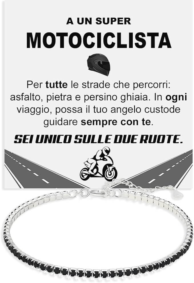 Bracciale Tennis Nero in Argento Sterling 925 - Motociclista