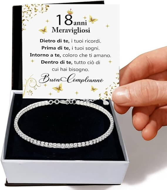 Bracciale Tennis in Argento Sterling 925 Compleanno - 18 anni.