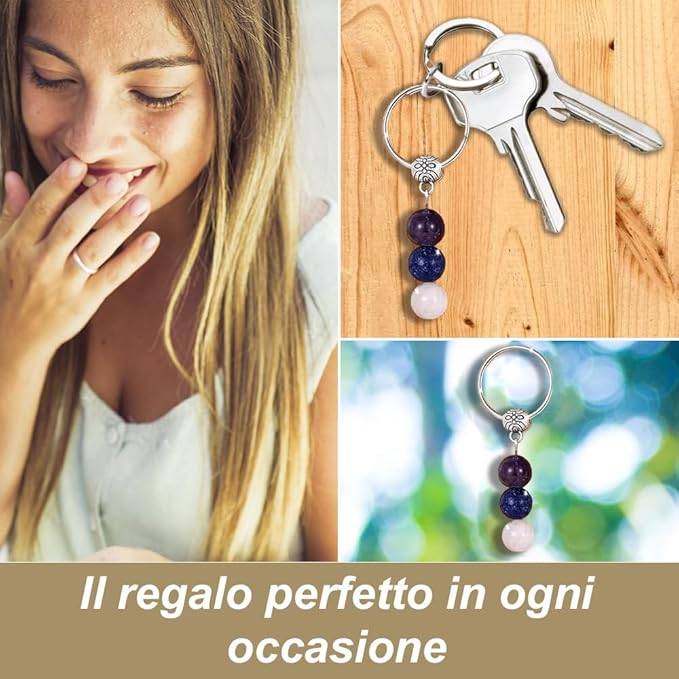 Portachiavi Con Cristalli Naturali Curativi - Segni Zodiacali - Toro