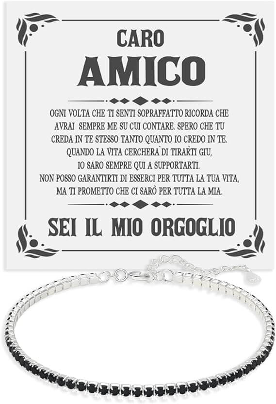 Bracciale Tennis Nero in Argento Sterling 925 - Caro Amico