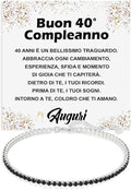 Bracciale Tennis Nero in Argento Sterling 925 Compleanno - 40 anni