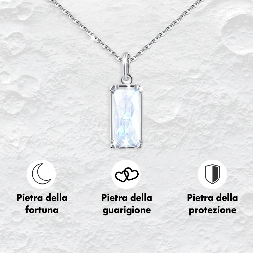 Collana Pietra di Luna Rettangolare in Argento Sterling 925 - Alla mia Mamma
