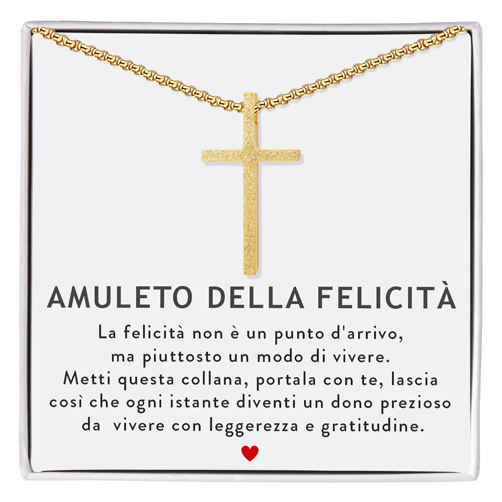 Collana Croce Oro - Amuleto della Felicità.