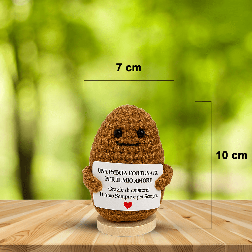 Peluche Crochet con Base in Legno - Patata Fortunata per il Mio Amore