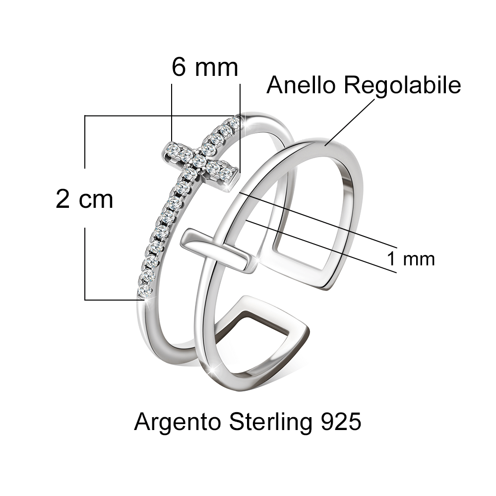 Anello da Donna in Argento Sterling 925 Per mia Sorella - Croce