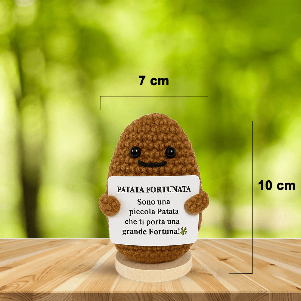 Peluche Crochet con Base in Legno  - Patata Fortunata