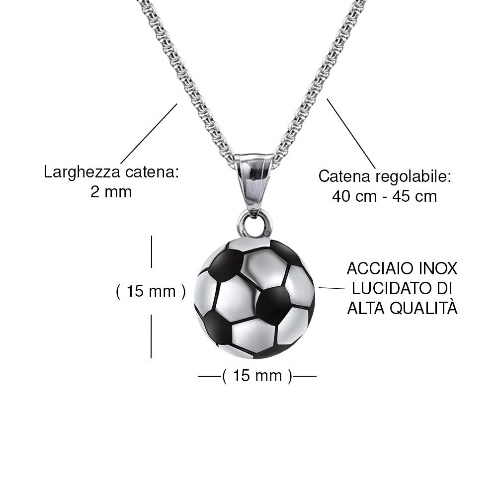 Collana Calcio - Acciaio Inox Lucidato di Alta Qualità