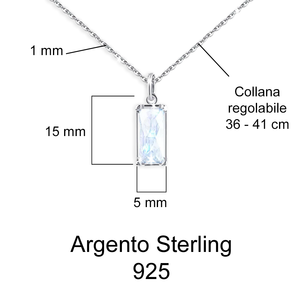 Collana Pietra di Luna Rettangolare in Argento Sterling 925 - A mia Sorella