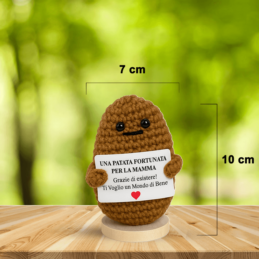 Peluche Crochet con Base in Legno - Patata Fortunata per la mia Mamma