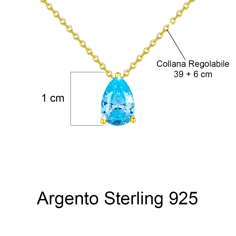 Collana con Pietra Acquamarina - Argento Sterling 925