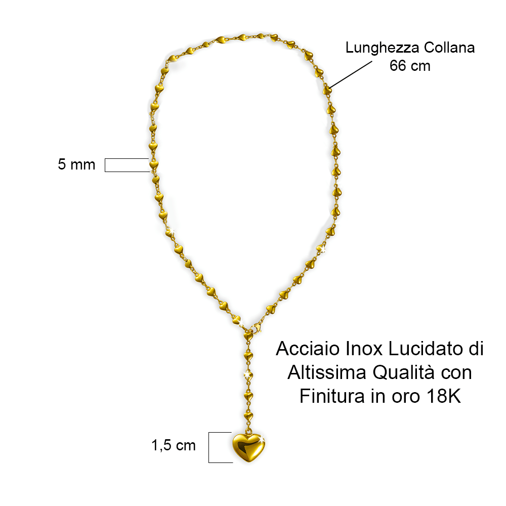 Collana Donna Lunga con catena di cuori