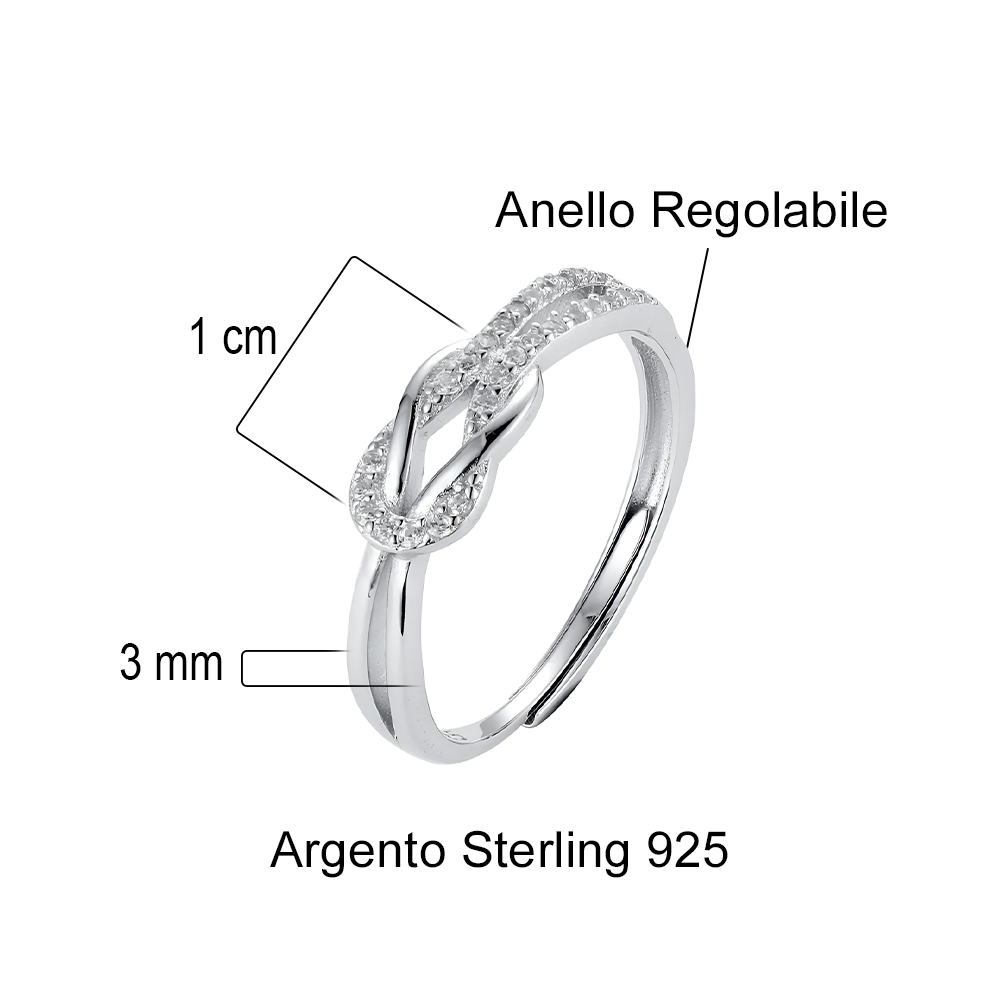 Anello Nodo da Donna in Argento Sterling 925 - A mia Nipote