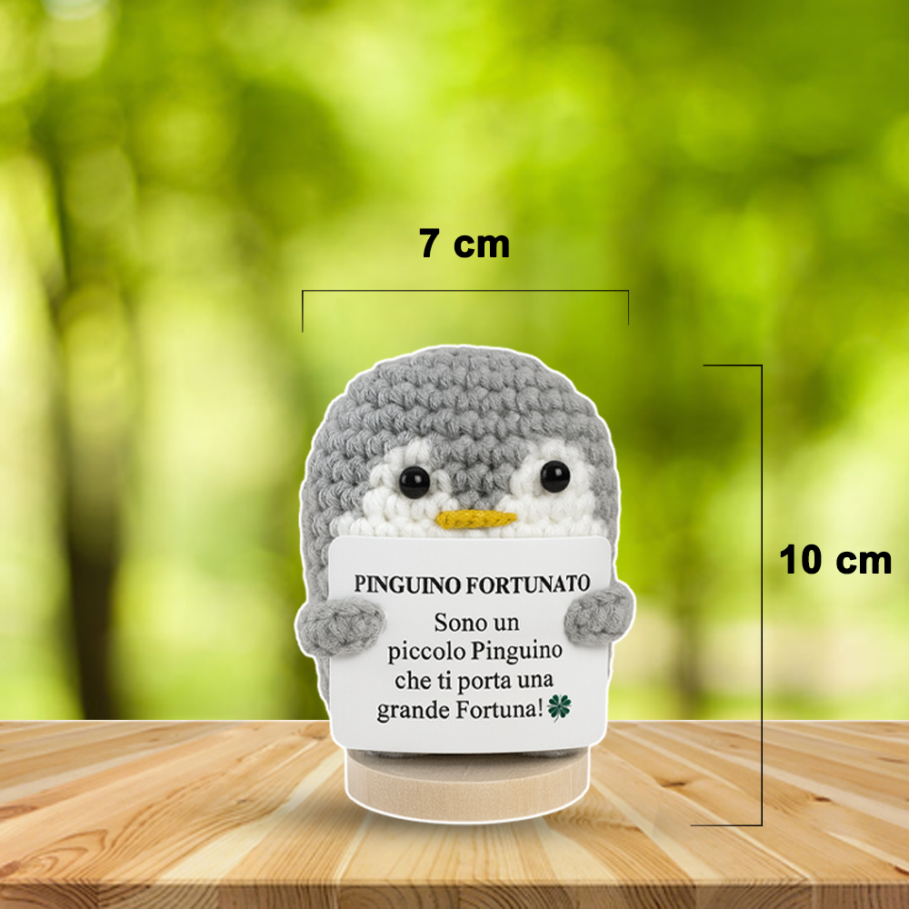 Peluche Crochet Con base in legno - Pinguino Fortunato