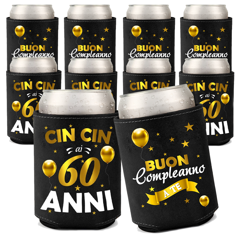 Raffredda Lattina Ecopelle Sintetica Nera  Confezione da 10 - Buon 60 Compleanno