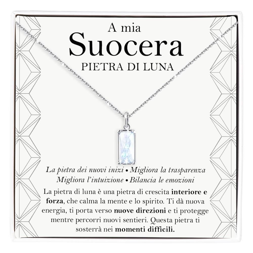 Collana Pietra di Luna Rettangolare in Argento Sterling 925 - A mia Suocera