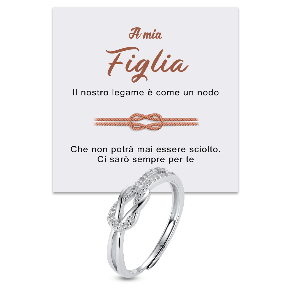 Anello Nodo da Donna in Argento Sterling 925 - A mia Figlia
