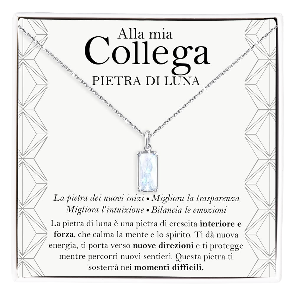 Collana Pietra di Luna Rettangolare in Argento Sterling 925 - Alla mia collega