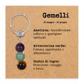 Portachiavi Con Cristalli Naturali Curativi - Segni Zodiacali - Gemelli