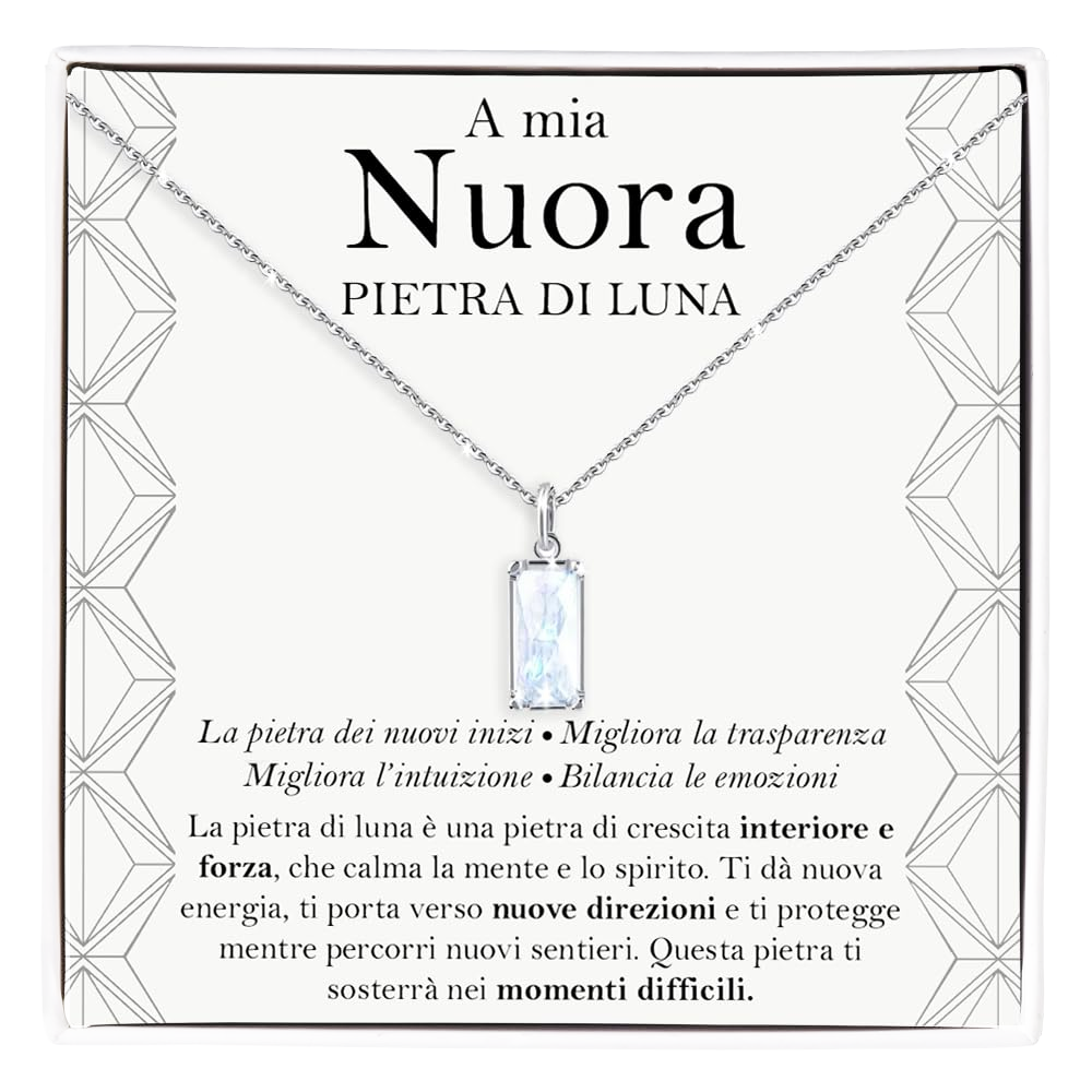 Collana Pietra di Luna Rettangolare in Argento Sterling 925 - A mia Nuora