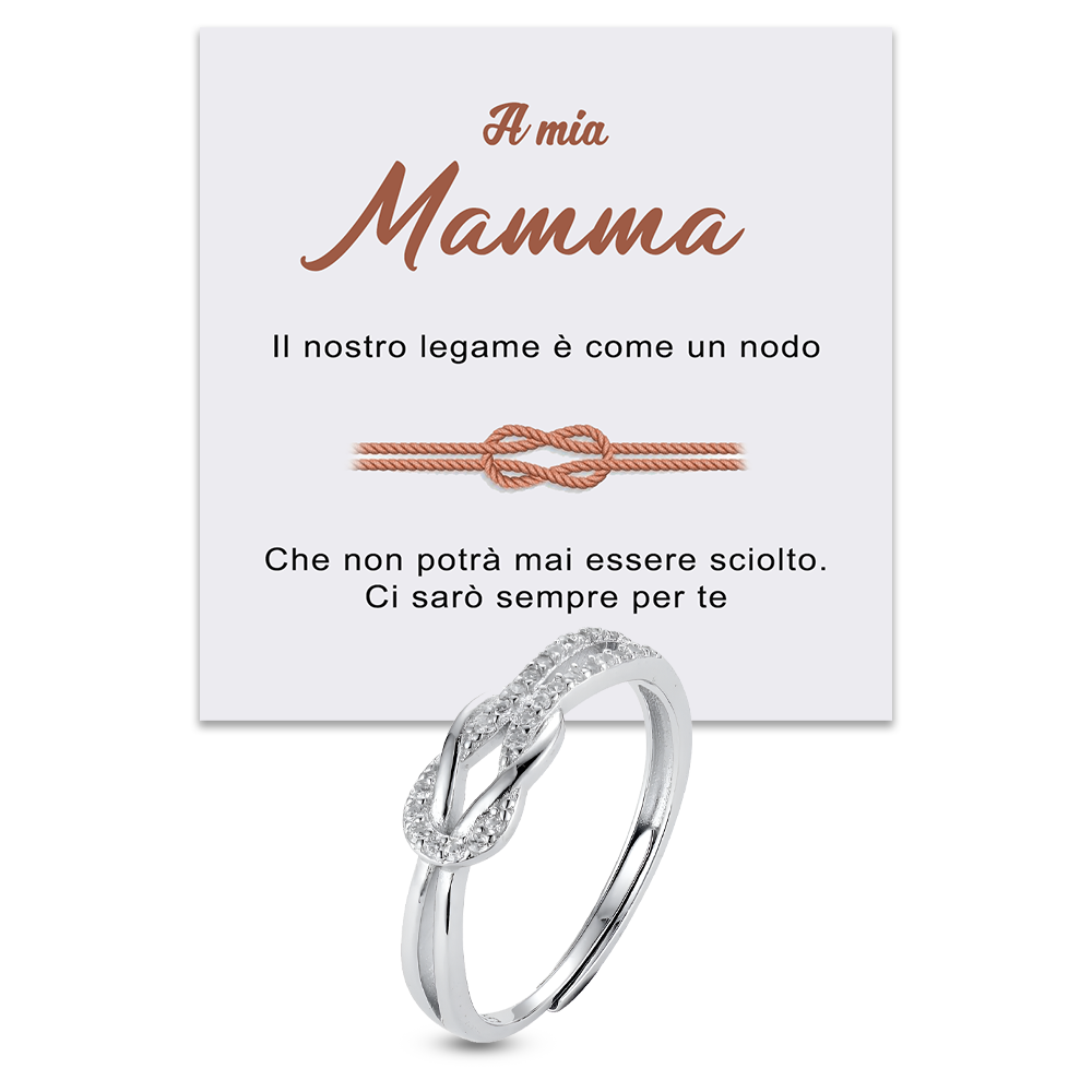 Anello Nodo da Donna in Argento Sterling 925 - A mia Mamma