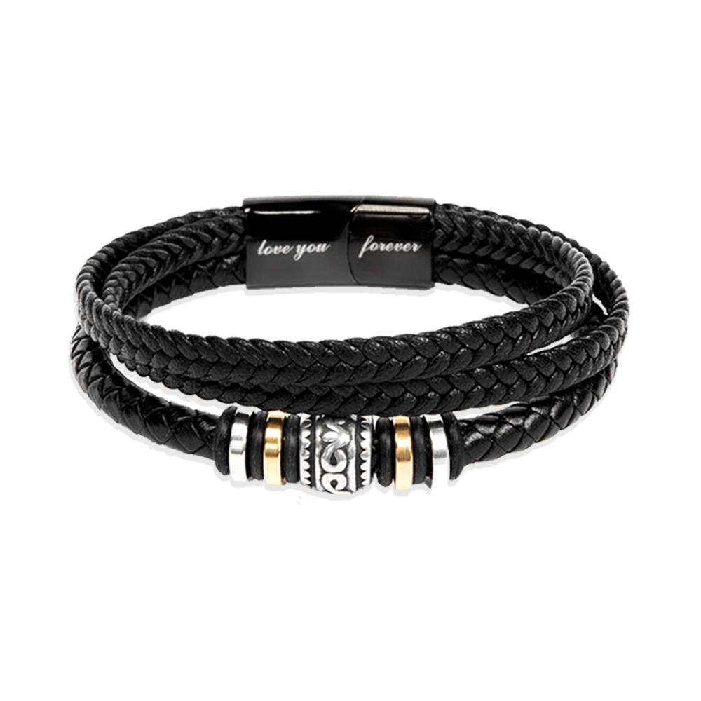 Bracciale Pelle Intrecciata Con "Love You Forever" inciso sulla chiusura