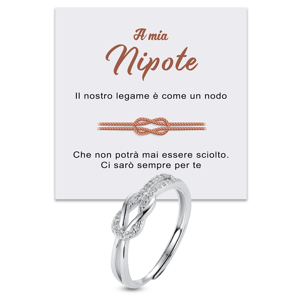 Anello Nodo da Donna in Argento Sterling 925 - A mia Nipote