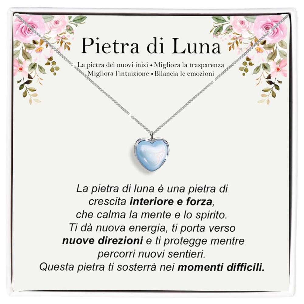 Collana Pietra di Luna in Argento Sterling 925 - Fiori e Pietra di luna