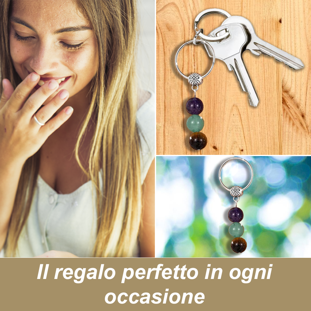 Portachiavi Con Cristalli Naturali Curativi - Segni Zodiacali - Gemelli