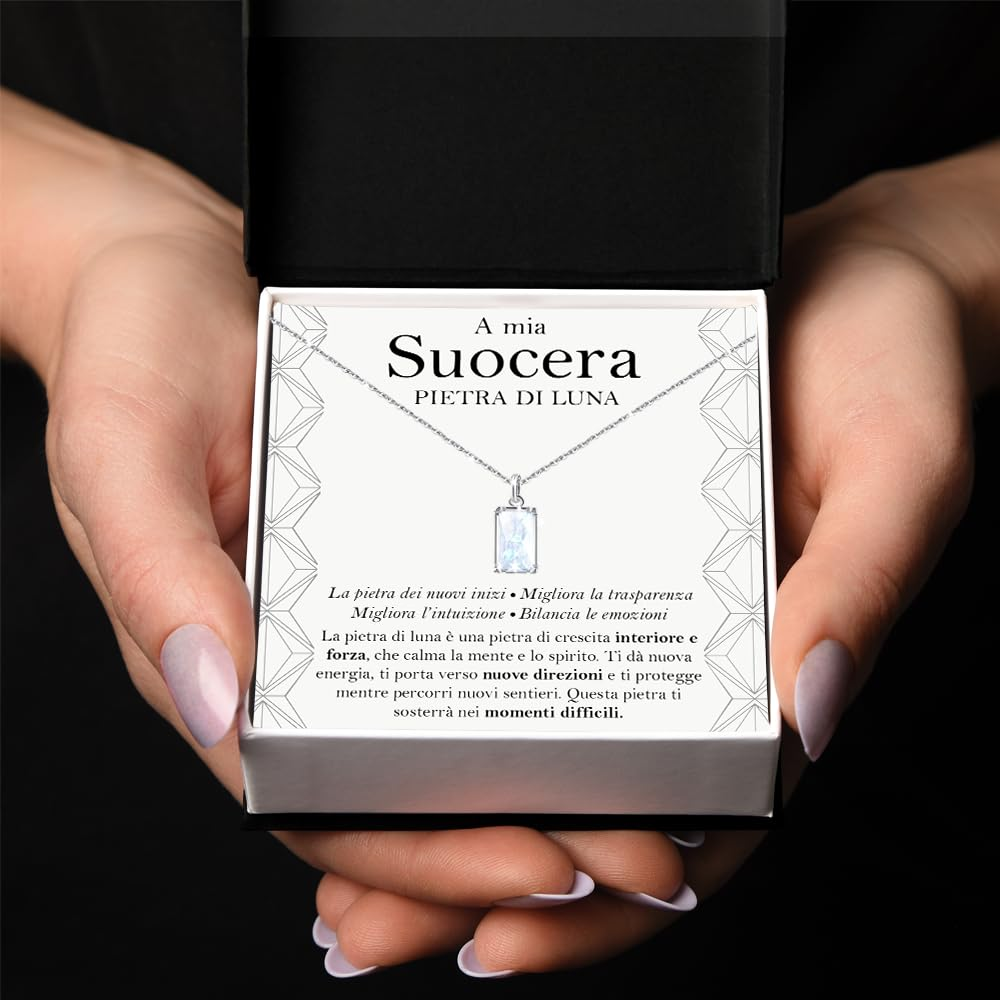 Collana Pietra di Luna Rettangolare in Argento Sterling 925 - A mia Suocera