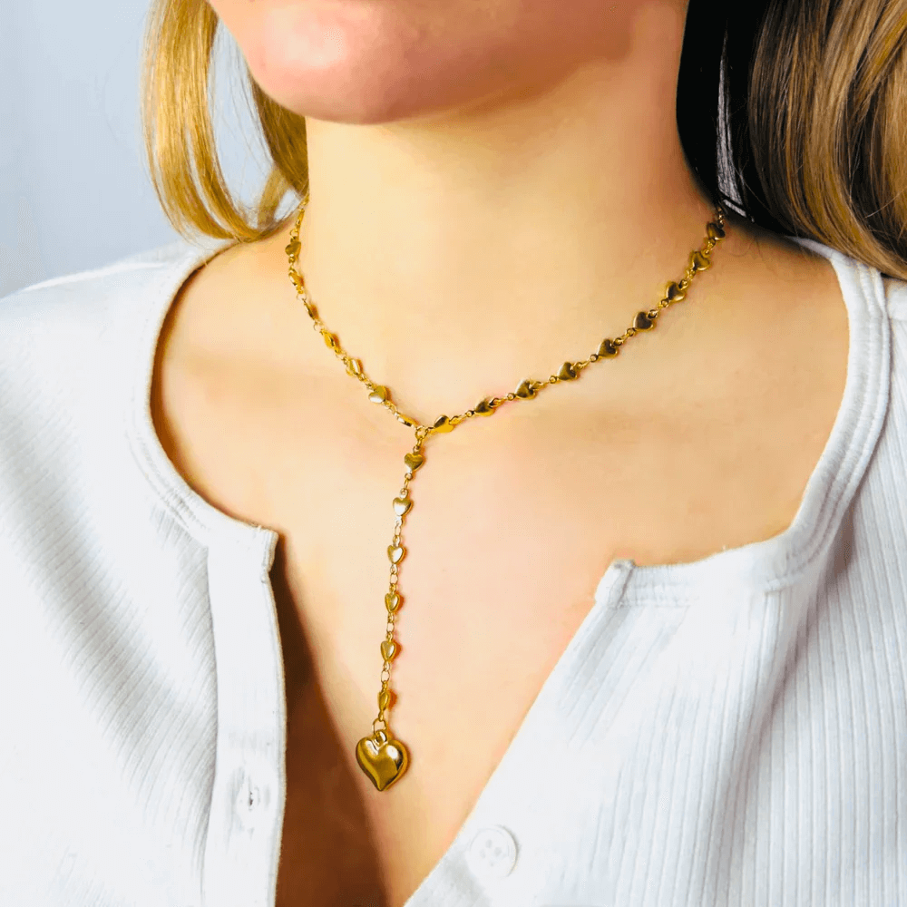 Collana Donna Lunga con catena di cuori