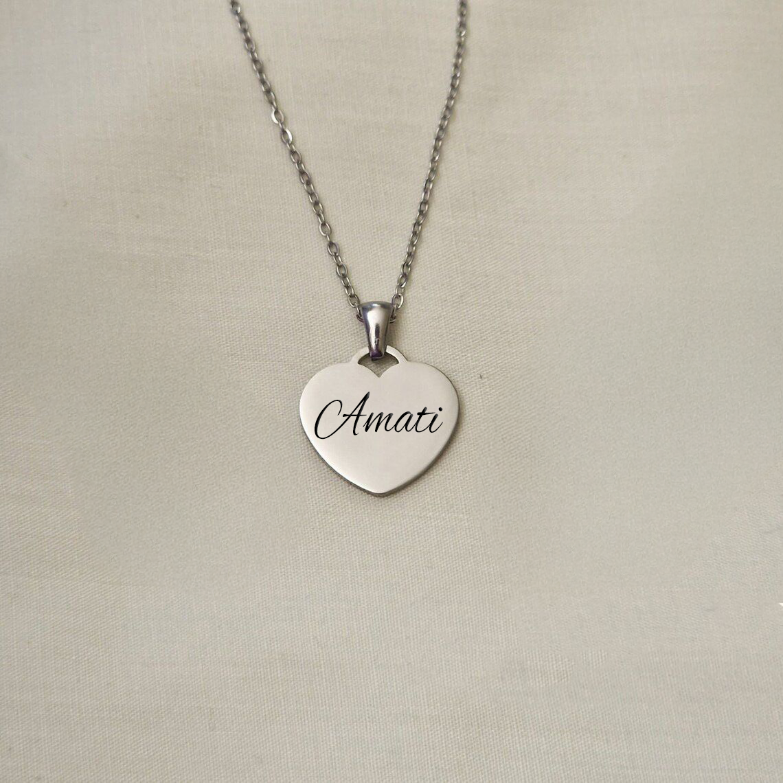 Collana da Donna con Incisione Amati in Acciaio Inox Lucidato