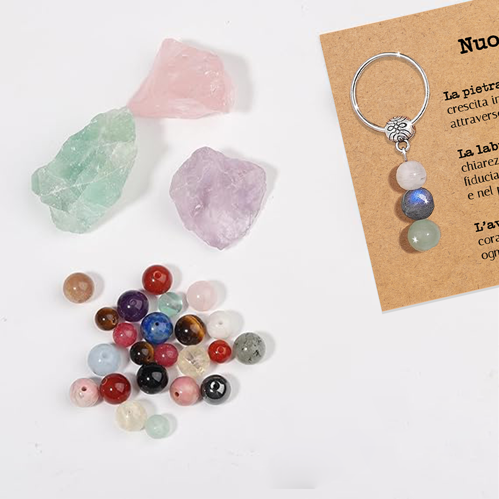 Portachiavi Con Cristalli Naturali Curativi - Nuovi Inizi