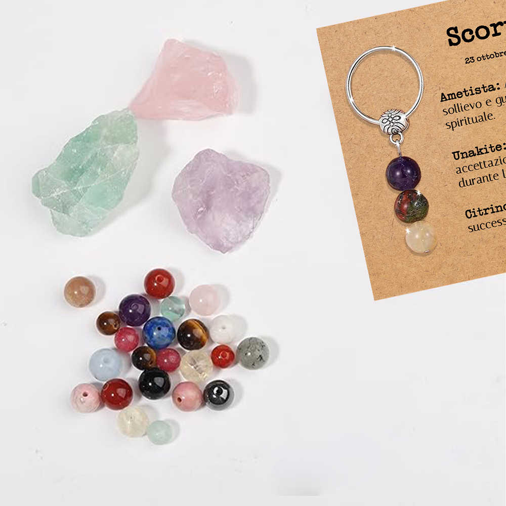 Portachiavi Con Cristalli Naturali Curativi - Segni Zodiacali - Scorpione