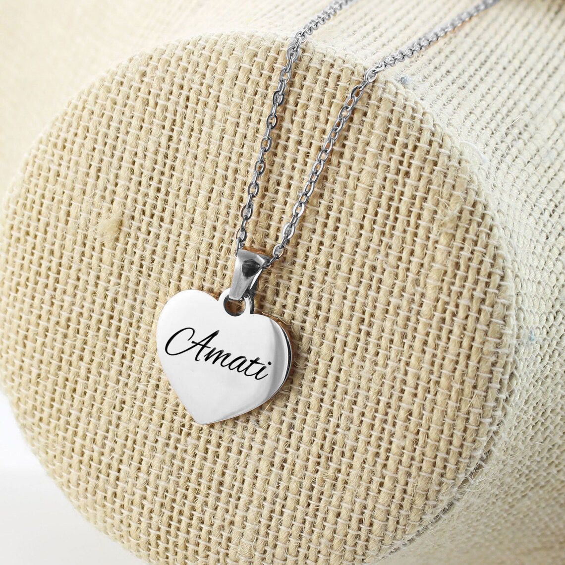Collana da Donna con Incisione Amati in Acciaio Inox Lucidato