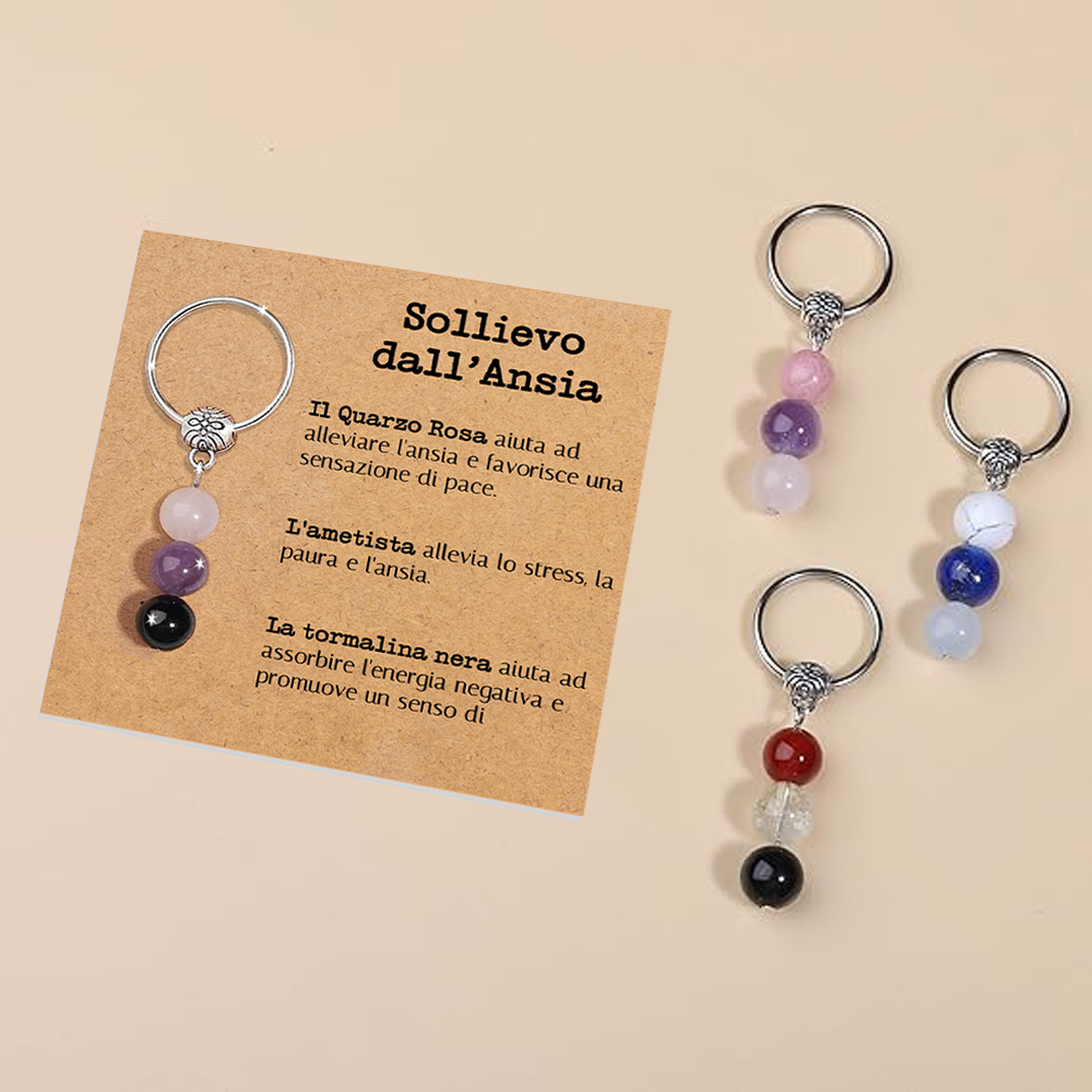 Portachiavi Con Cristalli Naturali Curativi - Sollievo Dall'Ansia