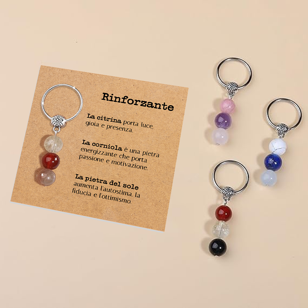 Portachiavi Con Cristalli Naturali Curativi - Rinforzante