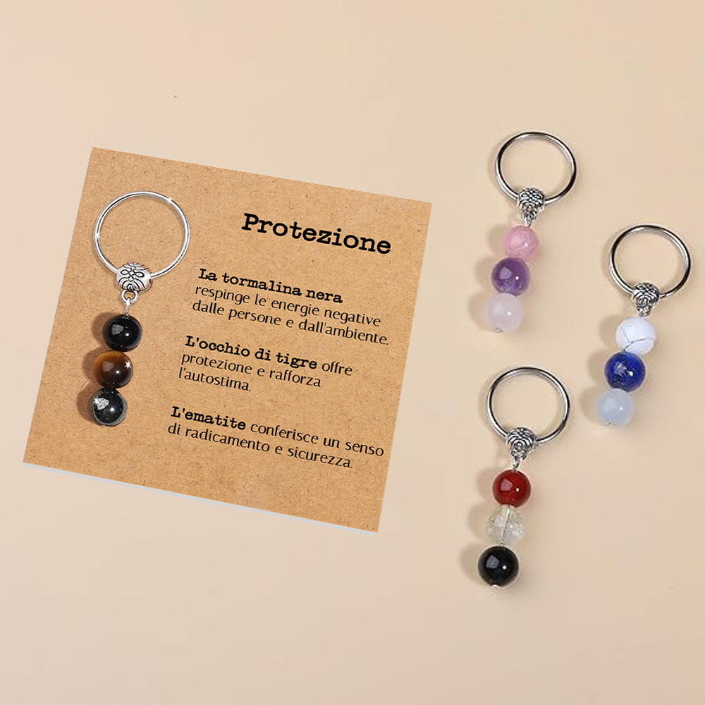 Portachiavi Con Cristalli Naturali Curativi - Protezione