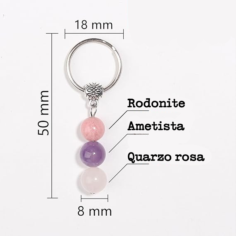 Portachiavi Con Cristalli Naturali Curativi - Amore per Se stessi