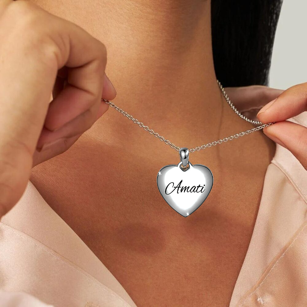 Collana da Donna con Incisione Amati in Acciaio Inox Lucidato