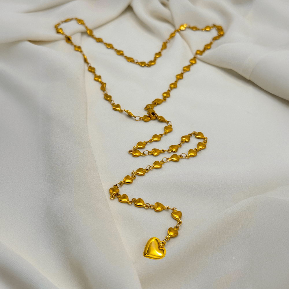 Collana Donna Lunga con catena di cuori